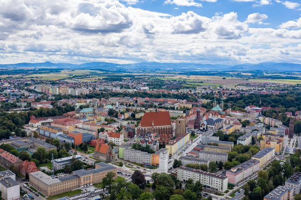 Aerial view of the beautiful city center of Nysa in Poland. - Photo, Image