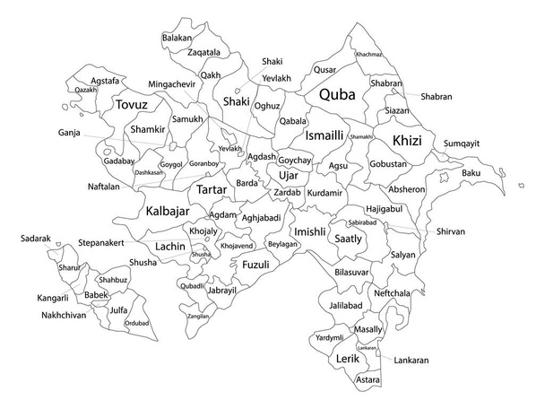 Mapa de los distritos blancos etiquetados de Azerbaiyán - Vector, imagen