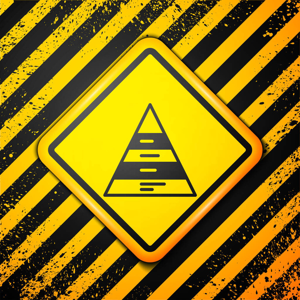 Black Business Pyramidendiagramm Infografik Symbol isoliert auf gelbem Hintergrund. Pyramidenstufen zeichnen Elemente auf. Warnzeichen. Vektor. - Vektor, Bild