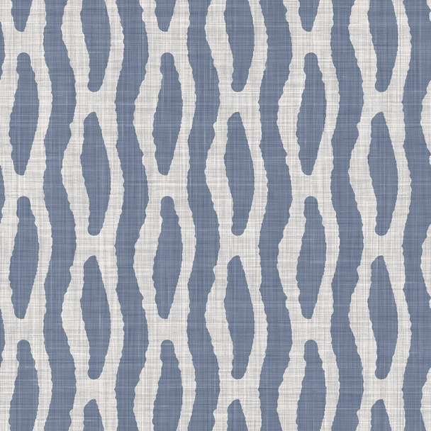 Seamless french farmhouse woven linen stripe texture. Ecru flax blue hemp fiber. Natural pattern background. Organic ticking fabric for kitchen towel material. Pinstripe material allover print - Zdjęcie, obraz