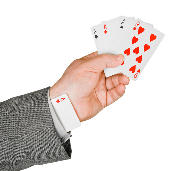 Hand and card in sleeve - Fotoğraf, Görsel
