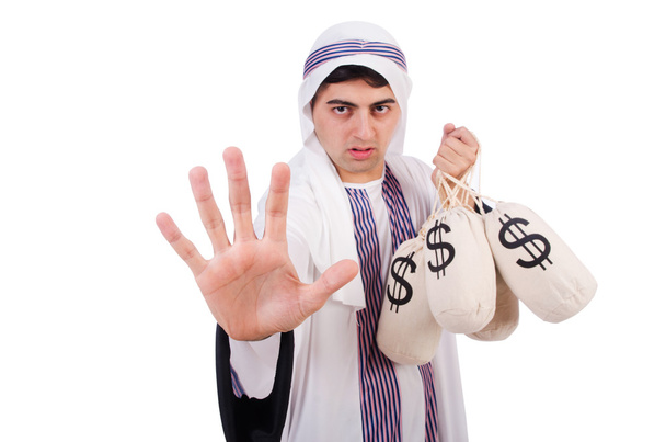 Arap adam para çuvalları ile - Fotoğraf, Görsel