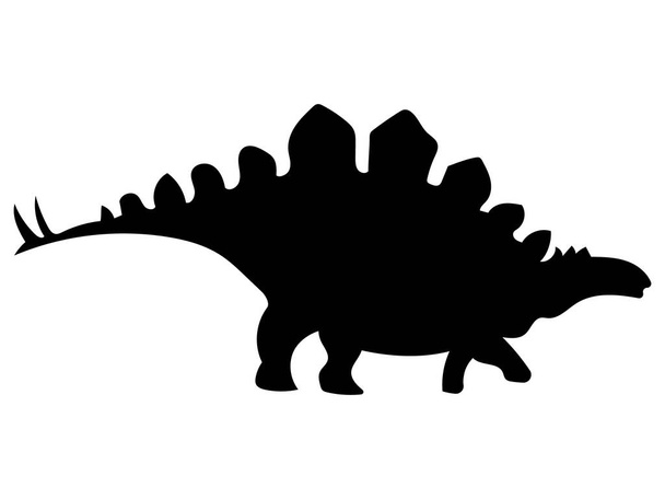 恐竜のステゴサウルスの単純な黒い漫画の描画 - ベクター画像