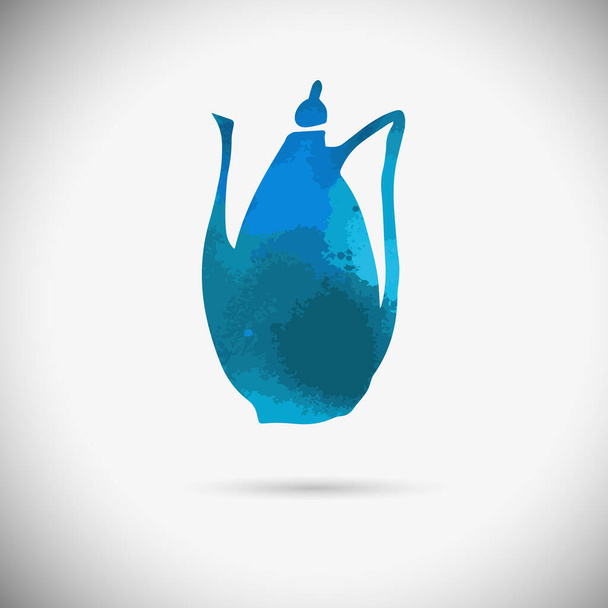 Teapot isolated on abstract background and multicolor dripping paint. Vector illustration / logo / label / tattoo - Vektor, Bild