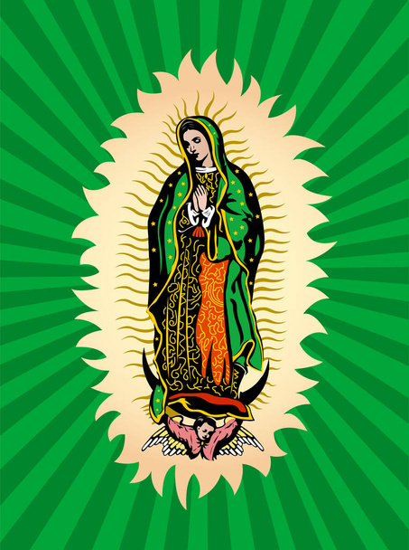 Virgin of Guadalupe, Mexican Virgen de Guadalupe vector composition. - Вектор, зображення