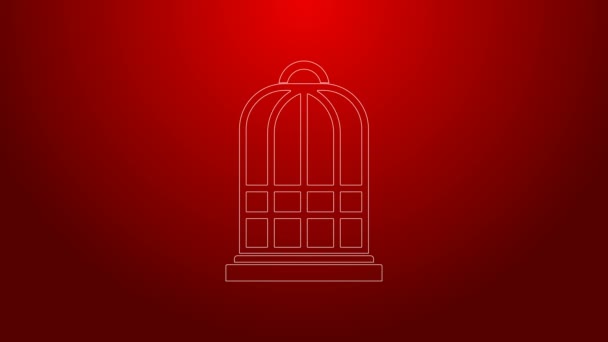 Green line Cage for birds icon isolated on red background. 4K Video motion graphic animation - Footage, Video