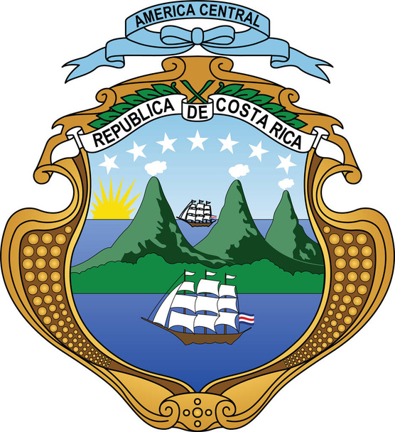 Oficial actual vector escudo de armas de la república constitucional presidencial unitaria de Costa Rica - Vector, imagen