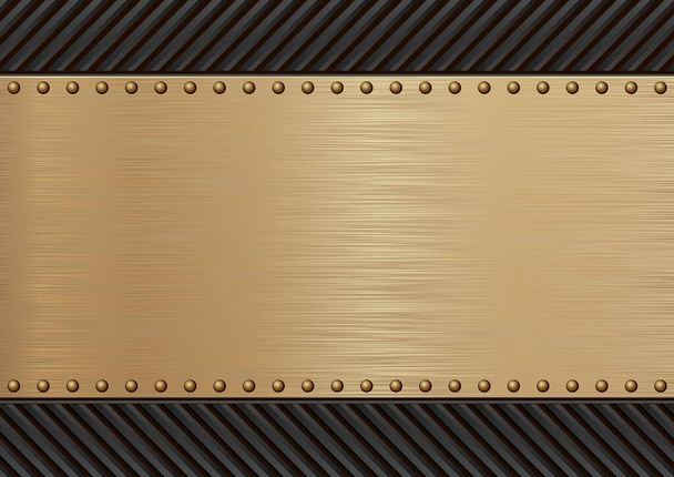 Černé a zlaté kartáčované kovové pozadí - Vektor, obrázek