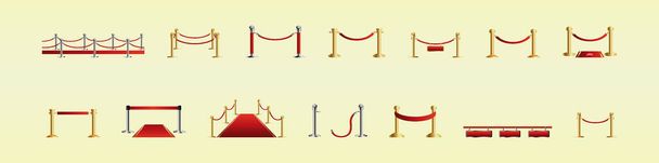 conjunto de alfombra roja. plantilla de diseño icono de dibujos animados con varios modelos. ilustración vectorial moderna aislada sobre fondo amarillo - Vector, imagen