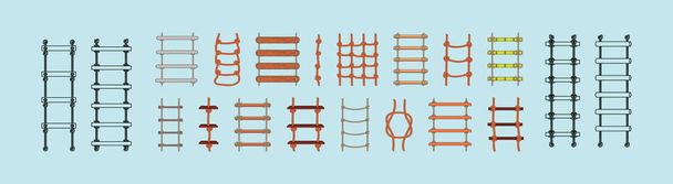 conjunto de escada de corda. desenho animado ícone modelo de design com vários modelos. ilustração vetorial moderna isolado no fundo azul - Vetor, Imagem