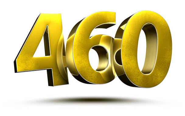 Números dourados 460 isolados em fundo branco ilustração 3D renderização com caminho de recorte. - Foto, Imagem