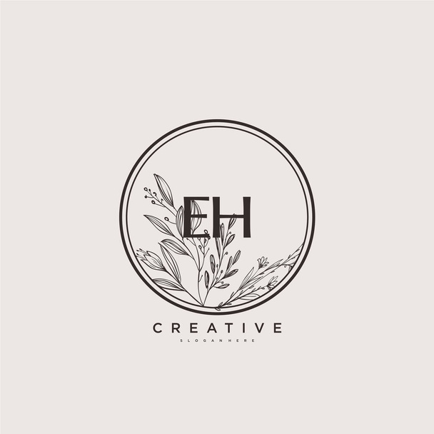 EH Beauty vector inicial logo art, logotipo de escritura a mano de firma inicial, boda, moda, joyería, boutique, floral y botánica con plantilla creativa para cualquier empresa o negocio. - Vector, imagen