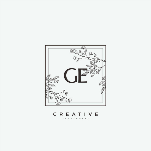 GE Beauty vector initial logo art, handwriting logo of initial signature, wedding, fashion, jewerly, boutique, floral and botanical with creative template for any company or business. - Vector, Image