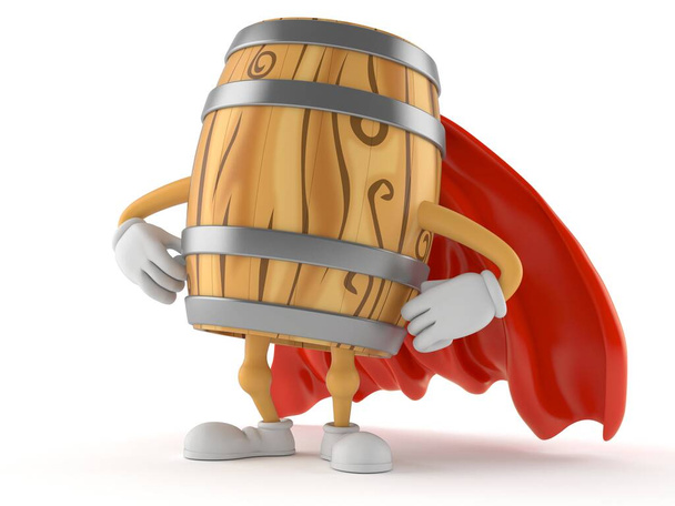 Cask character with hero cape isolated on white background. 3d illustration - Photo, Image