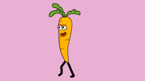 Animated video of cute carrots running on a pink background - Footage, Video