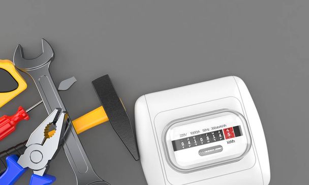 Mesure électrique avec outils de travail - Photo, image