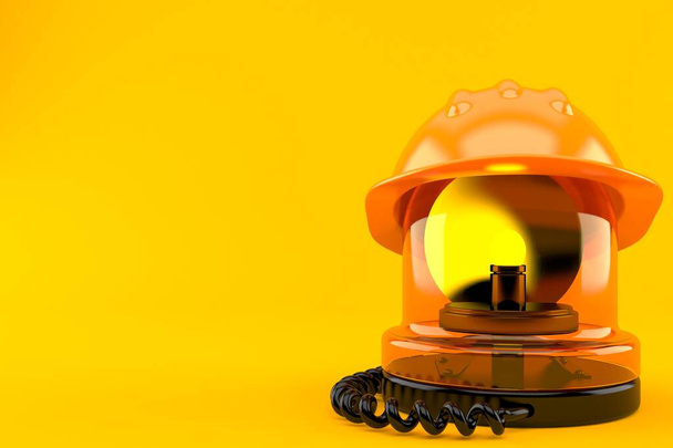 Emergency siren with hardhat isolated on orange background. 3d illustration - Photo, Image