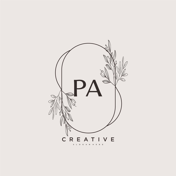 PA Beauty διάνυσμα αρχικό λογότυπο τέχνης, γραφικό λογότυπο της αρχικής υπογραφής, γάμος, μόδα, jewerly, μπουτίκ, floral και βοτανικό με δημιουργικό πρότυπο για κάθε εταιρεία ή επιχείρηση. - Διάνυσμα, εικόνα