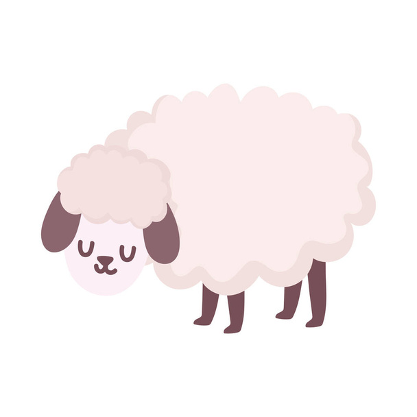 hodowla owiec zwierząt kreskówki ikona odizolowany projekt - Wektor, obraz