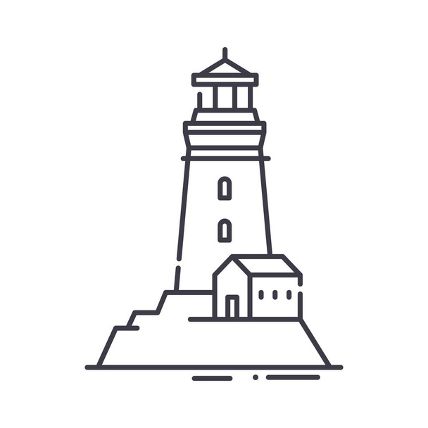 Lighthouse building icon, linear isolated illustration, thin line vector, web design sign, outline concept symbol with editable stroke on white background. - Vektor, kép