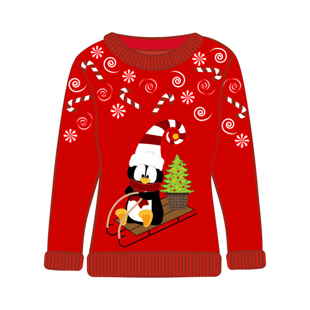 Weihnachten hässlicher Pullover auf weißem Hintergrund. Vektorillustration - Vektor, Bild