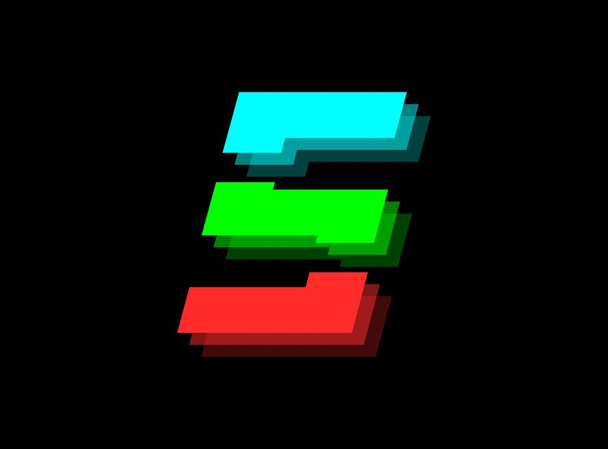 Rgb color font logo,  S letter vector desing.Dynamic split red, green, blue color on black background. For social media,design elements, creative poster, web template and more           - Διάνυσμα, εικόνα