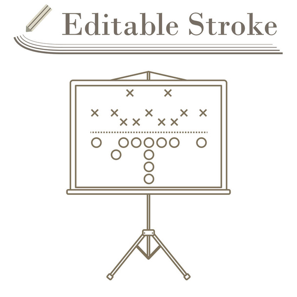 American Football Game Plan Stand Icon. Editierbare Stroke Simple Design. Vektorillustration. - Vektor, Bild