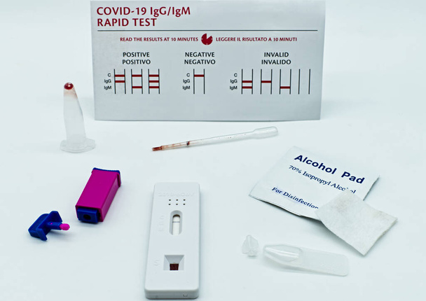 Covi- 19 IgG / IgM Ταχεία δοκιμή κιτ. Ορολογική δοκιμή κιτ SARS-CoV2. Δοκιμή κιτ αντισωμάτων του ιού του κερατοειδούς - Φωτογραφία, εικόνα
