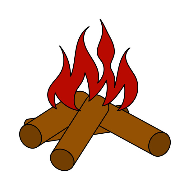 Icon Of Camping Fire. Editable Outline With Color Fill Design. Vector Illustration. - Vector, Image