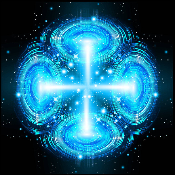 современные цифровые обои синего цвета, технологическая концепция - Вектор,изображение