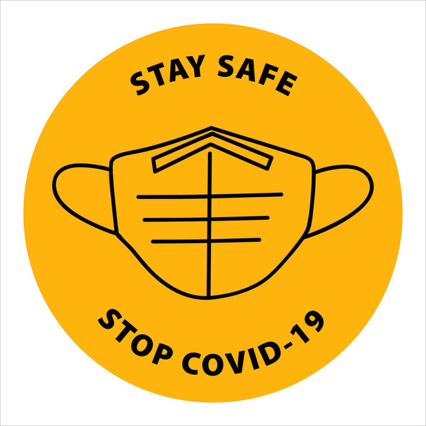 Por favor, use máscara ícone vetor sinalização. Pavimento Adesivo para ajudar a reduzir o risco de pegar coronavírus Covid-19. Sinal de vetor. Eps 10. - Vetor, Imagem
