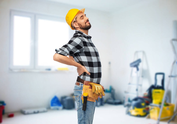 male worker or builder having back ache - Φωτογραφία, εικόνα