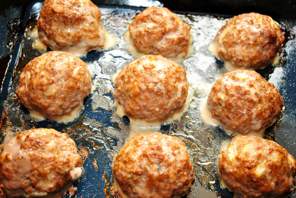 Baking Meatballs in a Pan - Photo, Image