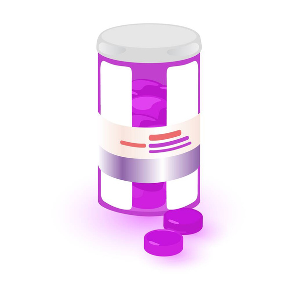 Cartoon container met medicatie - Vector, afbeelding