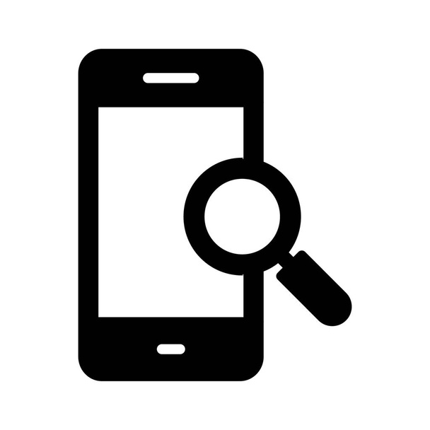 Κινητή αναζήτηση, κινητό, αναζήτηση, μεγεθυντικός φακός πλήρως επεξεργάσιμα διανυσματικά εικονίδια - Διάνυσμα, εικόνα