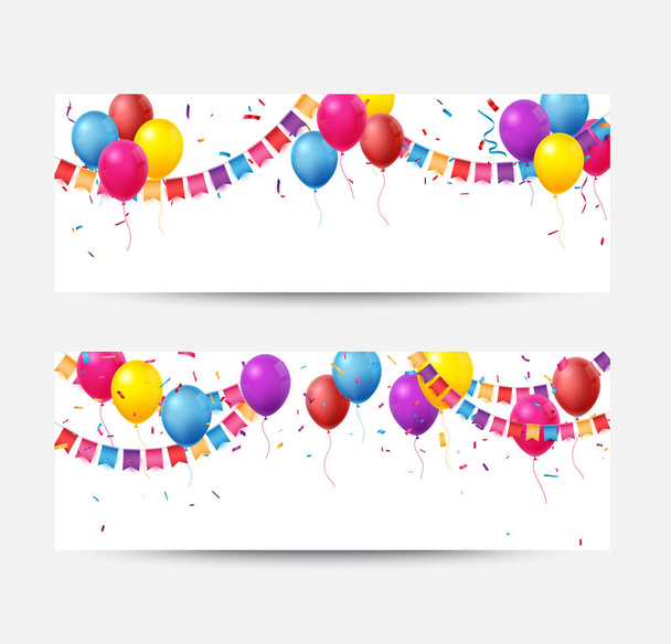 Colorful Birthday celebration banner with balloons - Vector, Image