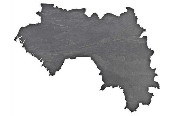 ギニア地図暗いスレート - 写真・画像