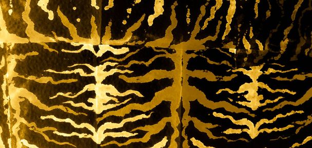 Aquarelldruck. Glamour Animal Tie Dye Patchwork. Gold Dirty Art Painting. Künstlerischer Animal Print. Nahtloses Muster. Aquarell Textur. Zebra Print Gold Leopard Krawatte Dye Batik. Glamour - Foto, Bild