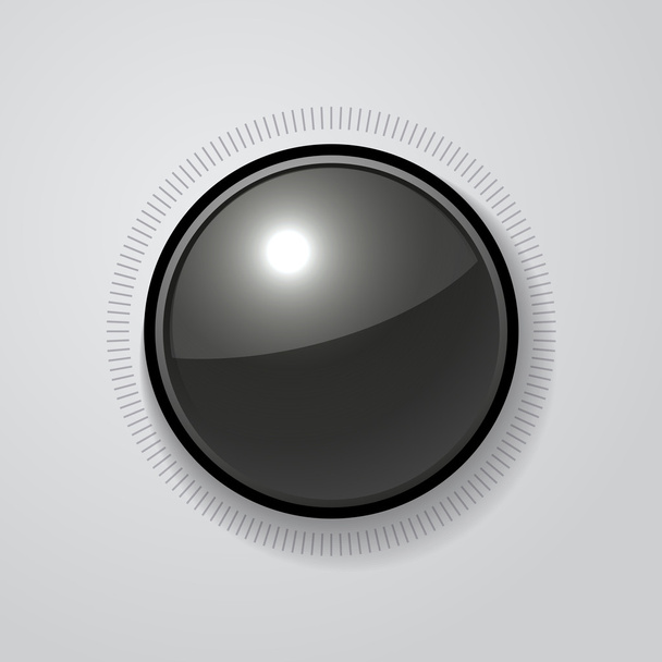 Volume Dial Black Glossy Button Vector - Vector, imagen