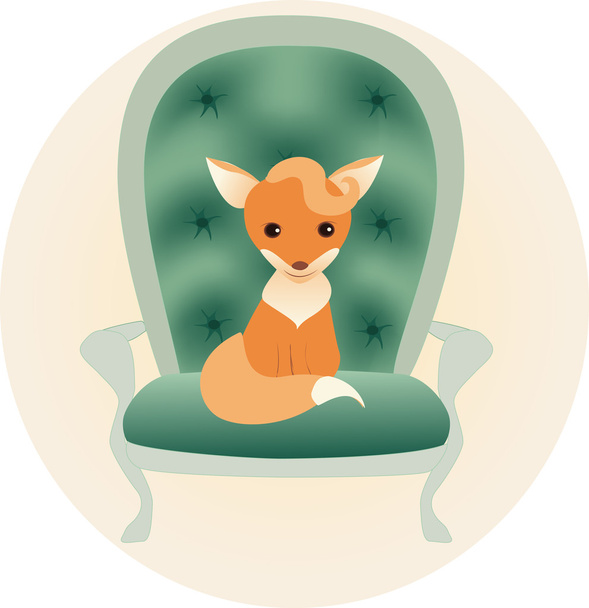 Маленькая лисичка сидит на стуле
 - Вектор,изображение