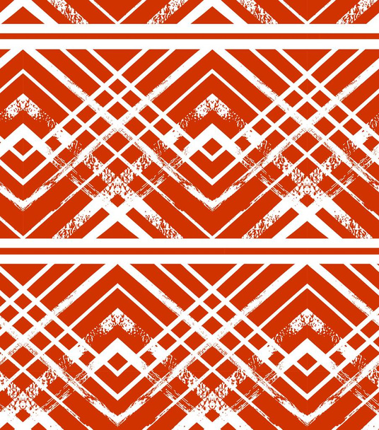 Hand drawn vector abstract geometric red Christmas decoration ornament seamless pattern with strokes texture.Holidays concept.Abstract geometric pattern.Ethnic tribal fashion fabric pattern - Vector, Image