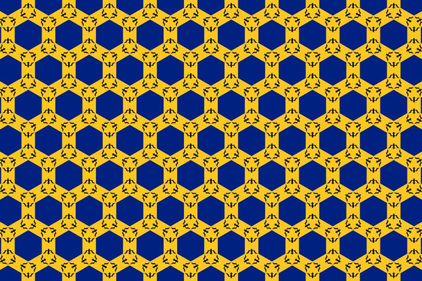Eenvoudig geometrisch patroon in de kleuren van de nationale vlag van Barbados - Foto, afbeelding