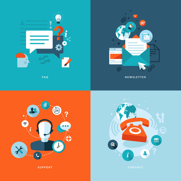 Set of flat design concept icons for web and mobile phone services and apps - Vector, Image