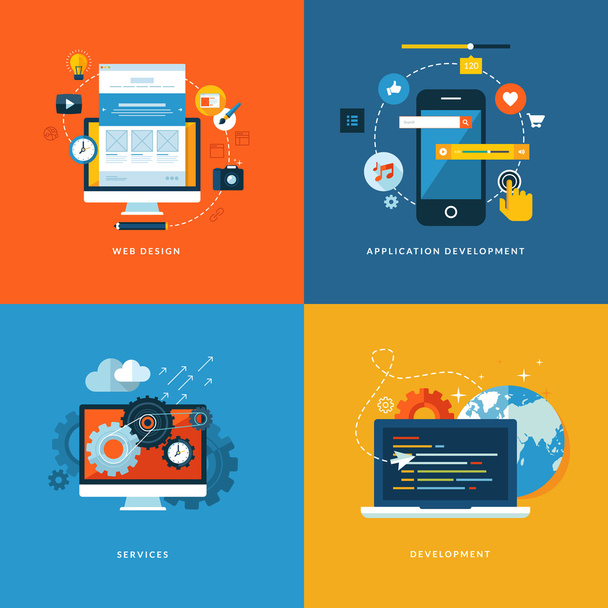 Set di icone di design piatto per servizi e app web e di telefonia mobile
 - Vettoriali, immagini