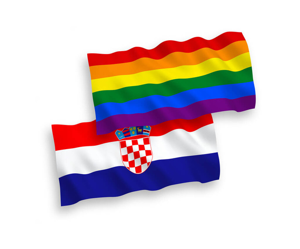 Прапори гей-гордості Rainbow і Хорватії на білому тлі - Вектор, зображення