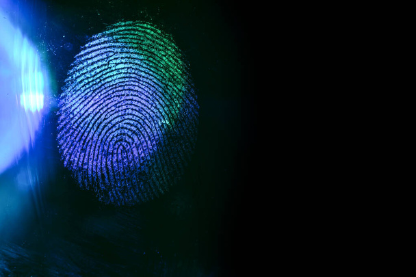 Close up beautiful abstract blue, green colored fingerprint on  background texture for design. Macro photography view. - Photo, Image