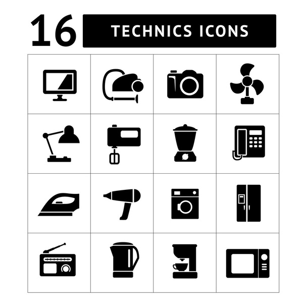 set iconen van huis technics, apparaten en toestellen - Vector, afbeelding