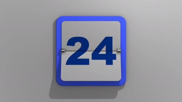 Stijlvolle geanimeerde 3D weergave van een draaiende kalender met een stop op de zevende dag. 3d illustratie van 7 dagen van de week of vakantie en evenementen. Animatie van nummer zeven. - Video