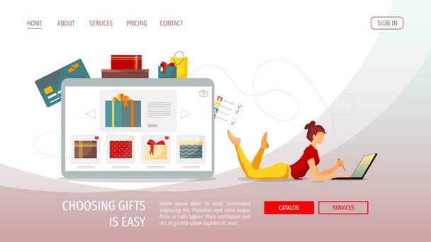Buying gifts online concept vector illustration - Vektör, Görsel