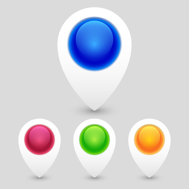 Conjunto de marcadores de mapa coloridos - Vector, imagen